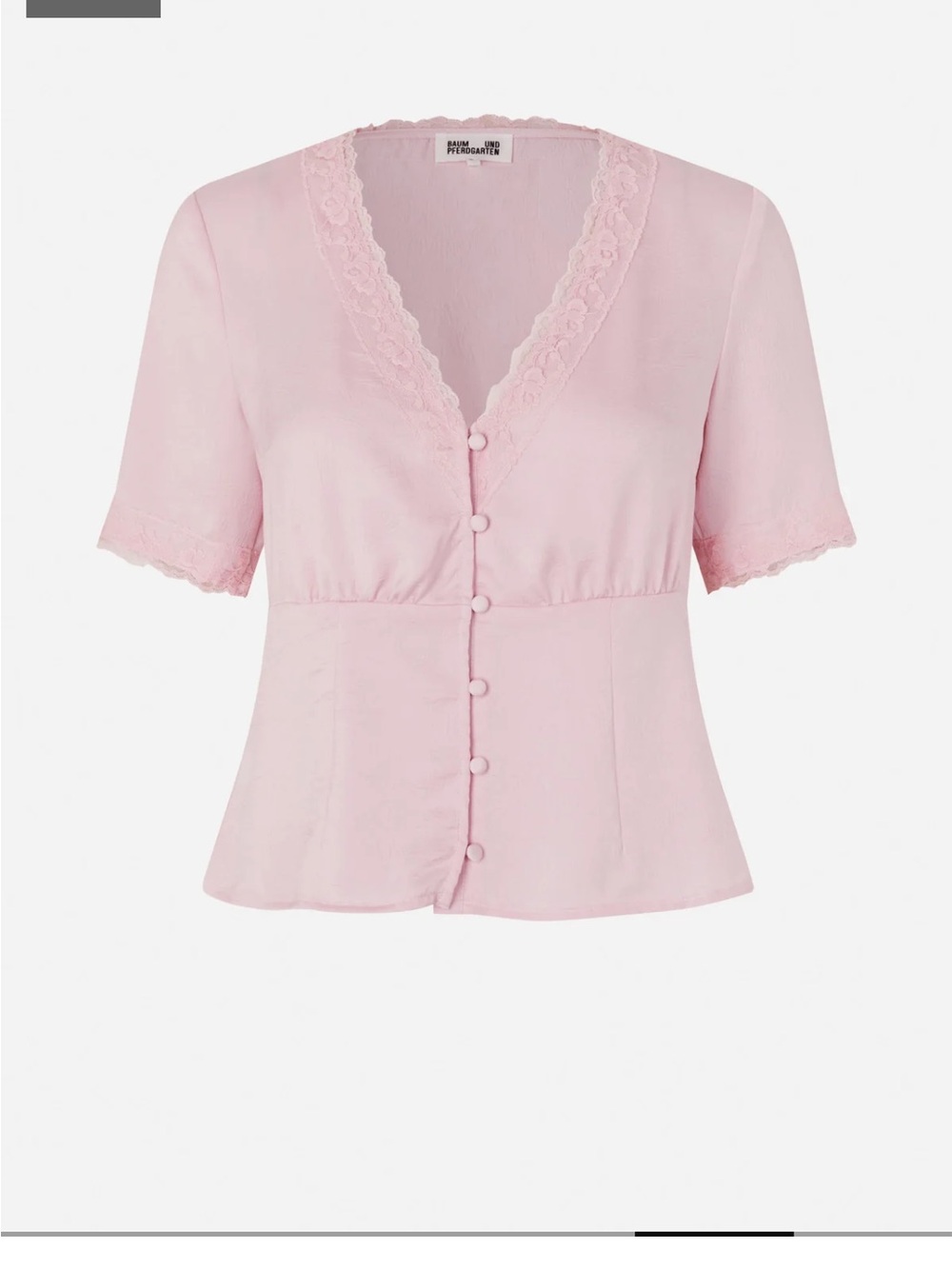 baum und pferdgarten NEW 🌸
 Pale Pink Women's Top with Lace Trim